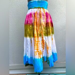 Tie-Dyed Striped Lined Maxi Women's Skirt size medium